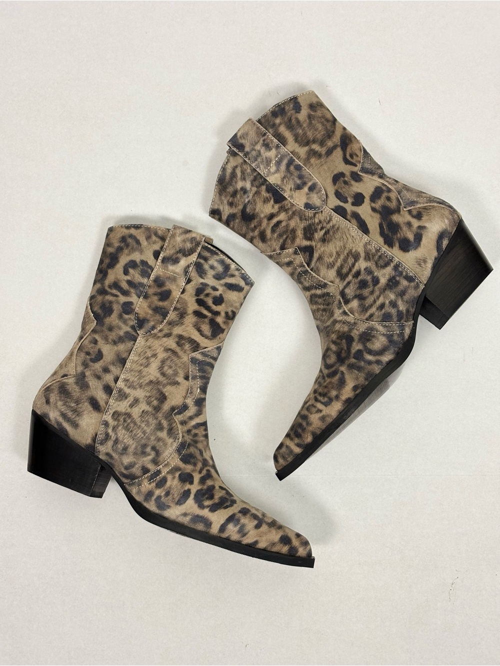 NEW Free People Cat Nap Cowboy Boots in Leopard Suede Size 7.5 - Picture 7 of 15